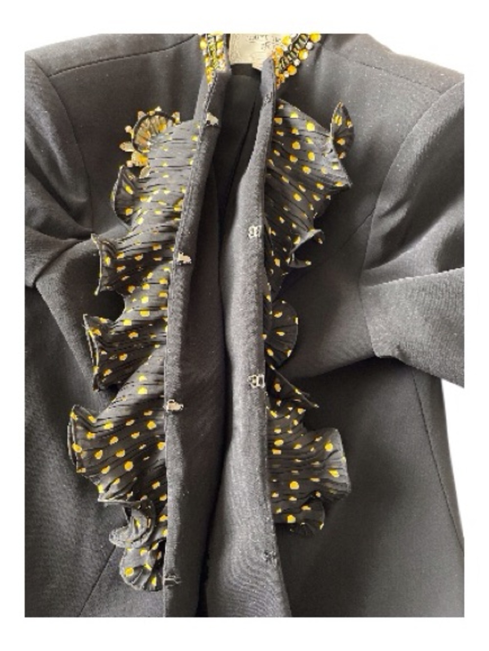 Louise Ricci Women's Black Polka Dot Frill Blazer, 10 - Picture 5 of 6